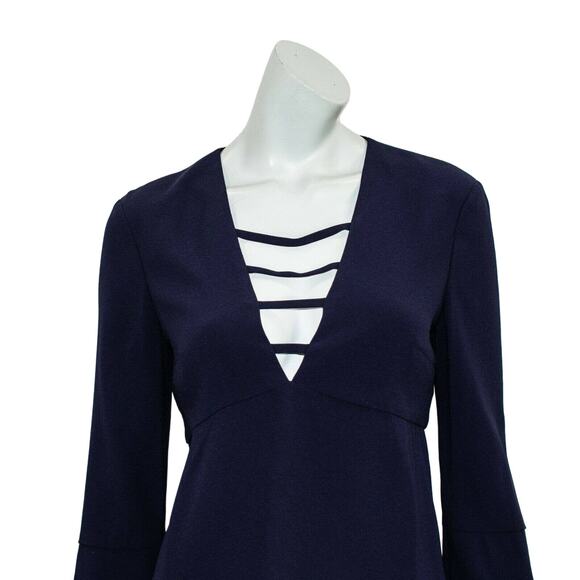 INTERMIX Women's Bell Sleeve Vneck Bouse Blue Size Small - Picture 7 of 8